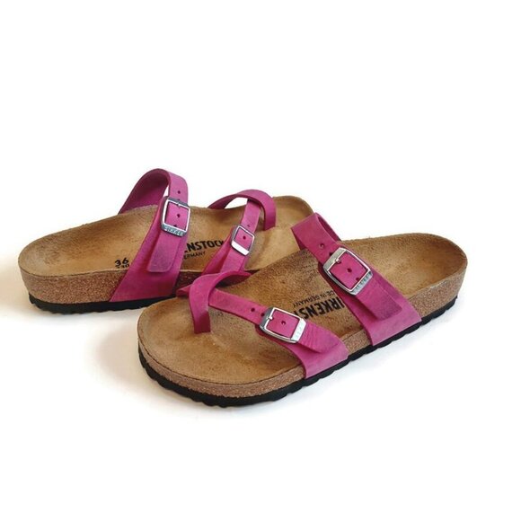 Birkenstock Mayari Oiled Leather Sandals EU 36 Womens 5 Festival Fuchsia Regular - Picture 4 of 11